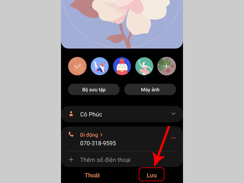 Nhấn Lưu để ho&agrave;n tất