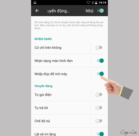 Nhấp đúp để mở máy  Trên đây là hướng dẫn các bạn cài đặt chạm 2 lần để 