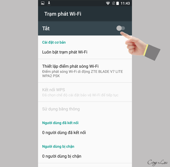 Bật điểm phát wifi