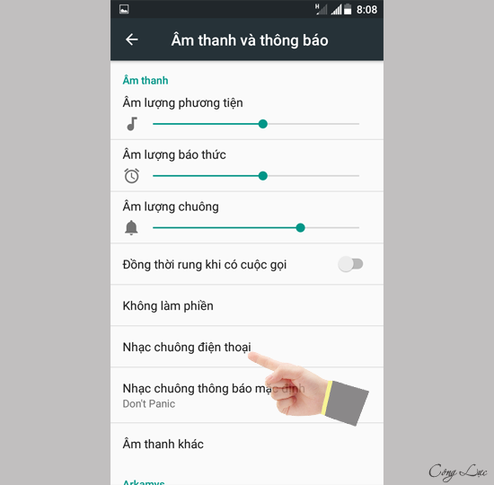 Chọn nhạc chuông điện thoại 