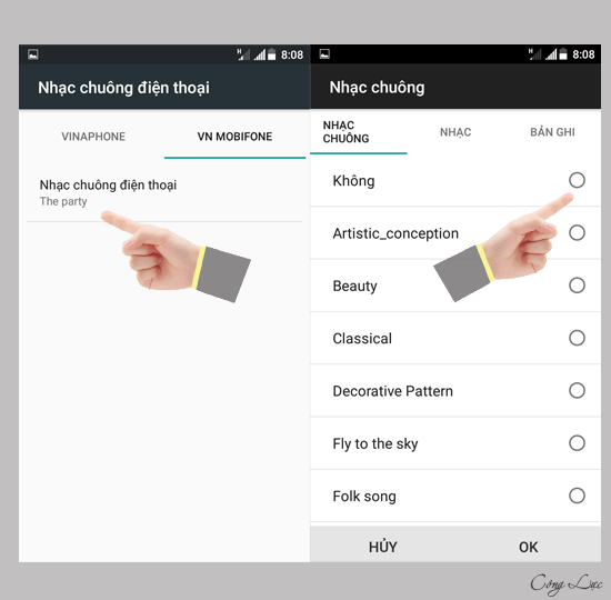 Chọn nhạc chuông cho sim 2