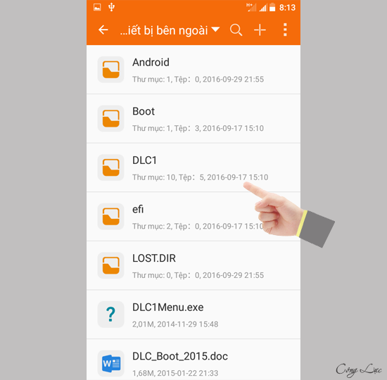 Chi tiết dữ liệu trong USB OTG
