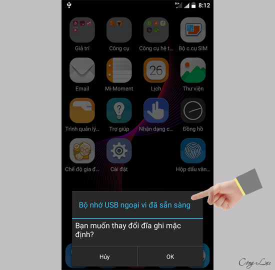 USB được kết nối với điện thoại 