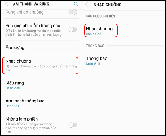 Chọn vào Nhạc chuông