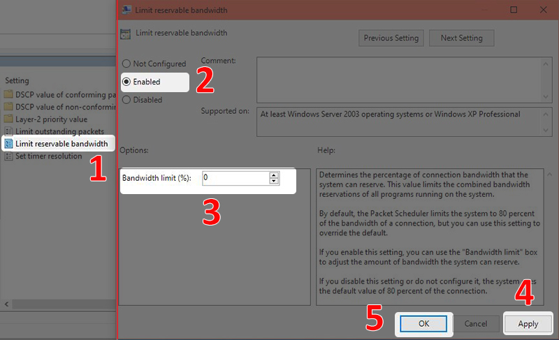 Tăng tốc độ mạng bằng cách thay đổi giới hạn băng thông (3)