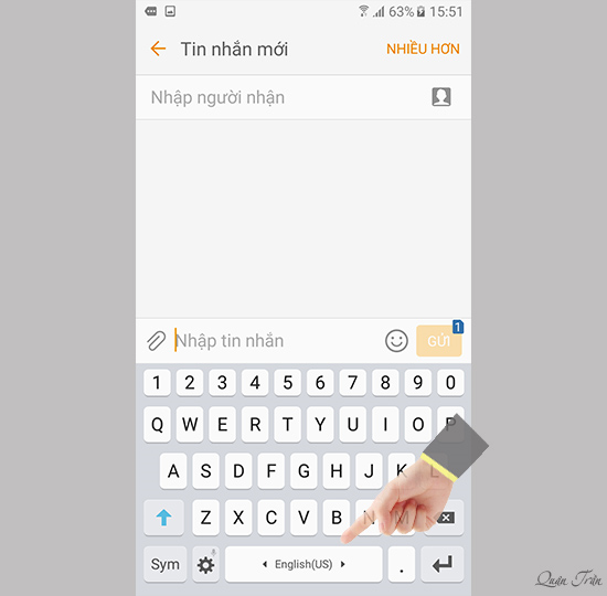 Xem phím khoảng cách đang thể hiện ngôn ngữ viết nào