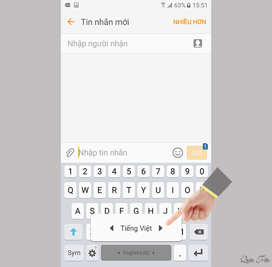 Nếu là tiếng Anh chỉ cần nhấn giữ vào và gạt qua tiếng Việt