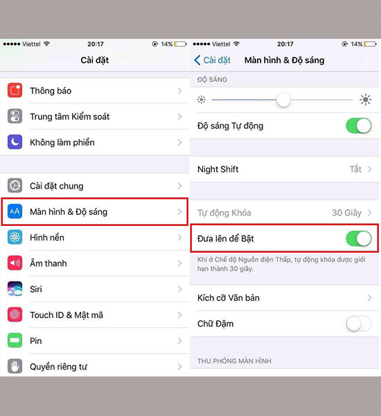 T&iacute;nh năng đưa l&ecirc;n để bật.