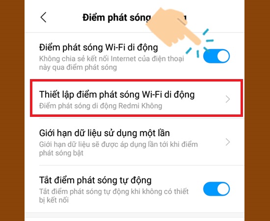 Bật Điểm phát sóng Wi-Fi di động