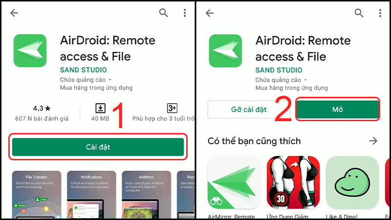 Cài đặt và mở Airdroid