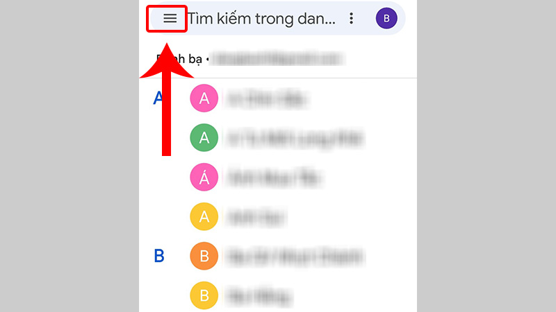 V&agrave;o Danh bạ v&agrave; chọn ba dấu gạch ngang