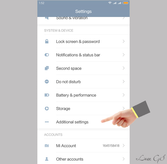 Chọn additional settings