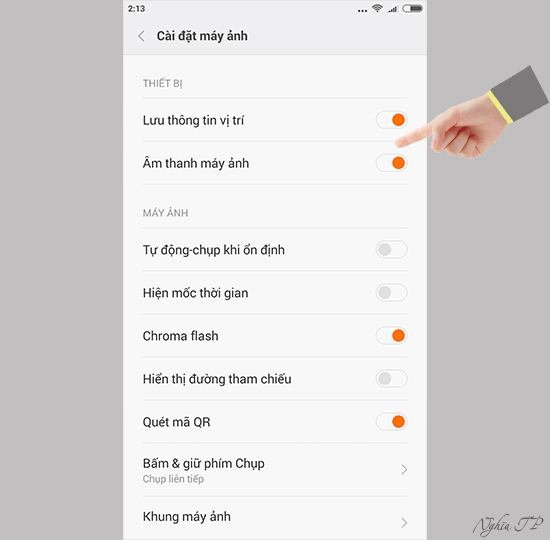 Tắt "Âm thanh máy ảnh"