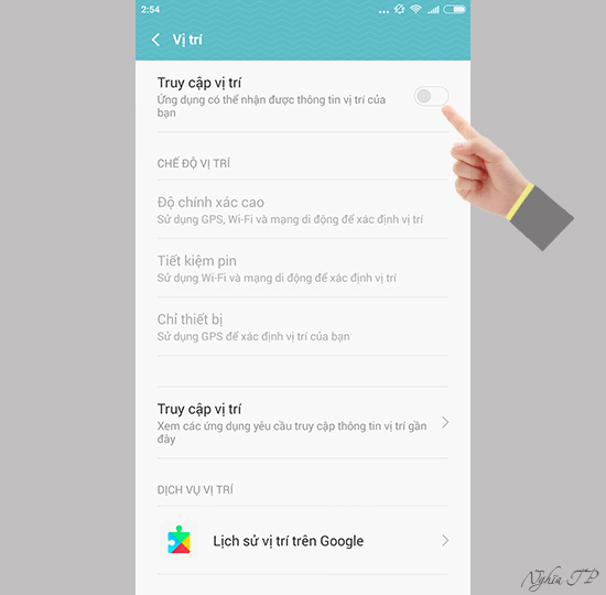 Bật "Truy cập vị trí"