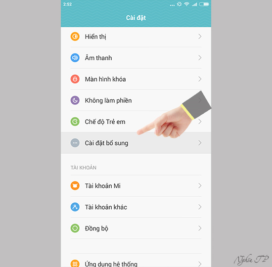 Chọn "Cài đặt bổ sung"