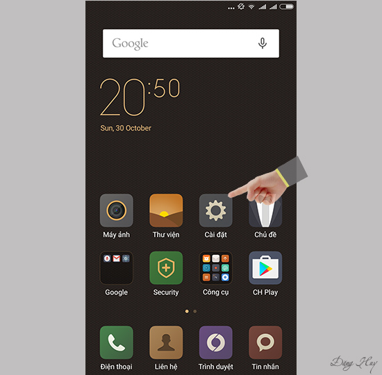 Bước 1: Vào Cài đặt