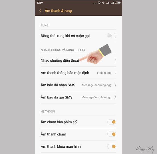 Bước 3: Chọn Nhạc chuông điện thoại