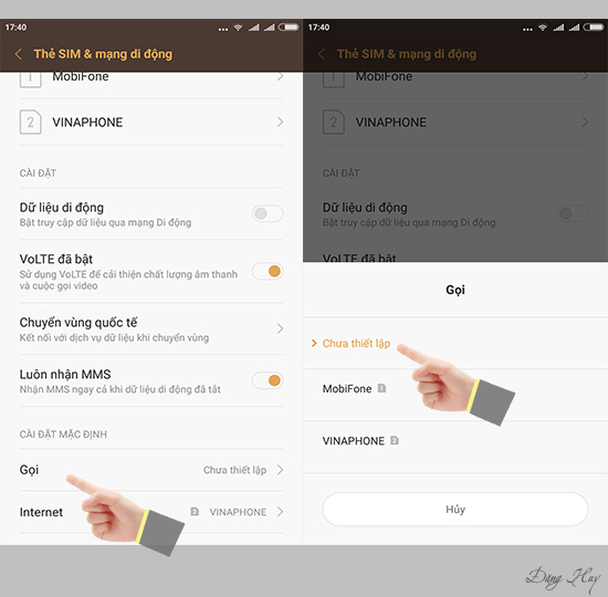 Bước 3: Chọn thẻ sim khi gọi.