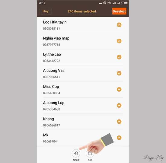 Bước 5: Chọn tất cả và Nhập