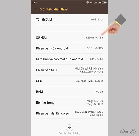 Bước 2: Chọn Số kiểu để xem đời m&aacute;y.