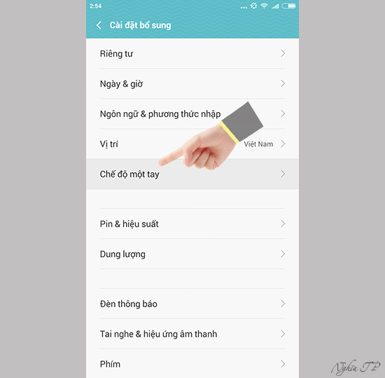 Chọn "Chế độ một tay"
