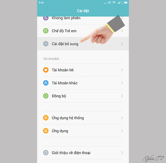 Chọn "Cài đặt bổ sung"