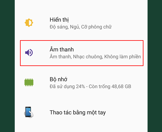 Bước 7: V&agrave;o C&agrave;i đặt > Chọn &Acirc;m thanh.