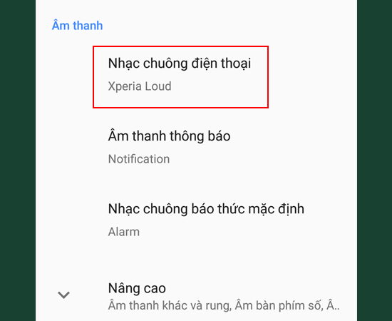 Bước 8: Tiếp theo, chọn v&agrave;o mục Nhạc chu&ocirc;ng điện thoại.
