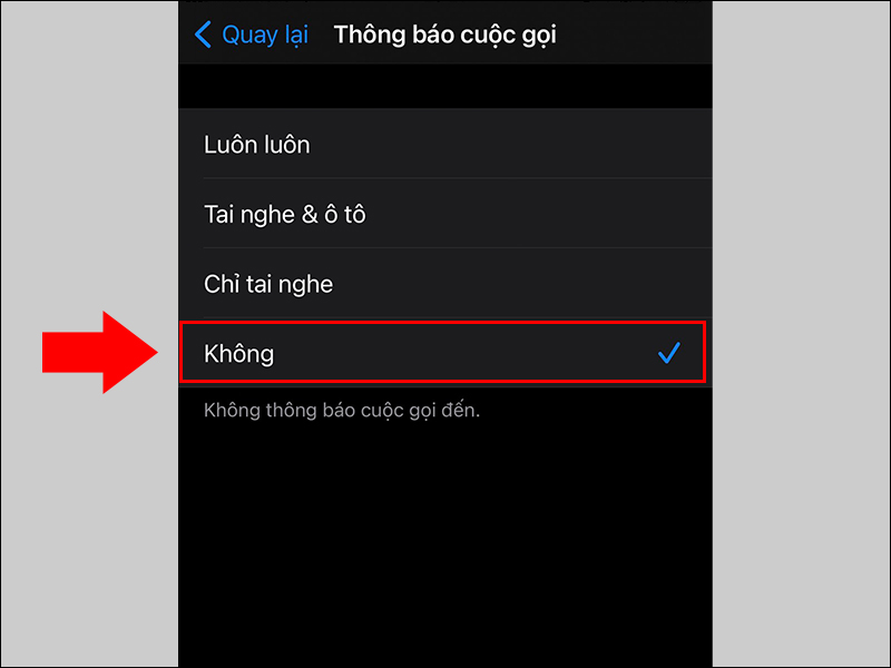 Tắt tính năng thông báo cuộc gọi