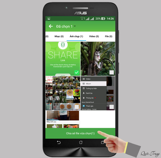Chọn Chia sẻ file vừa chọn