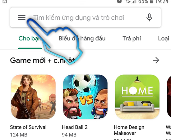 - Bước 2: Nhấn vào icon Hamburger(3 gạch ngang).