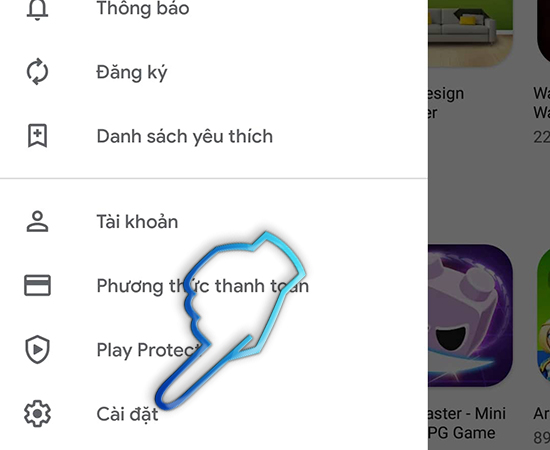 - Bước 3: Chọn cài đặt.