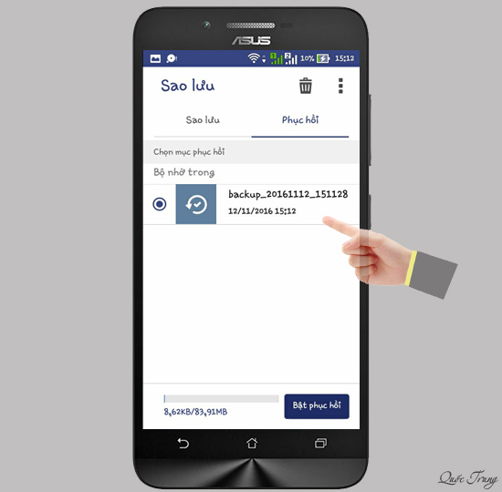 Chọn bản sao lưu