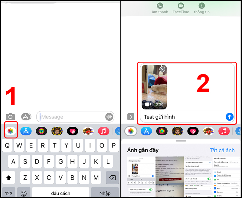Gửi iMessage là cách gọn lẹ để chuyển hình số lượng ít từ iPhone sang iPhone