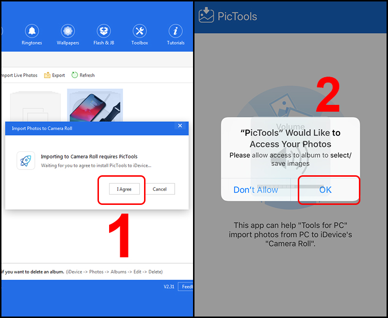 Cần có ứng dụng PicTools để chép ảnh vào iPhone