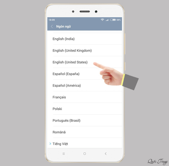 Chọn English (United States)