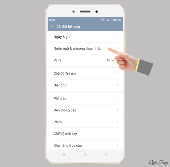 Chọn Ng&ocirc;n ngữ v&agrave; phương thức nhập
