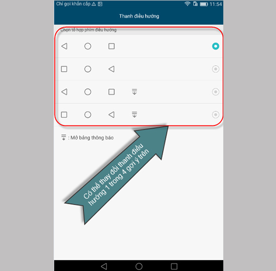 Chọn kiểu gợi tổ hợp phím điều hướng