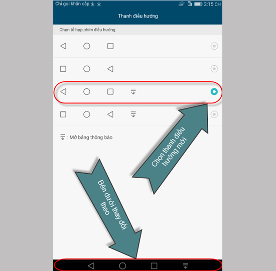 thanh điều hướng sẽ thay đổi trực tiếp phía dưới