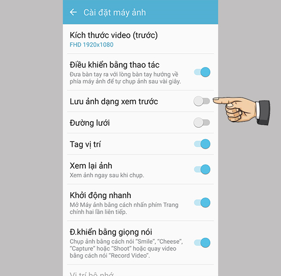 lưu ảnh dạng xem trước vuốt sang phải bật lên
