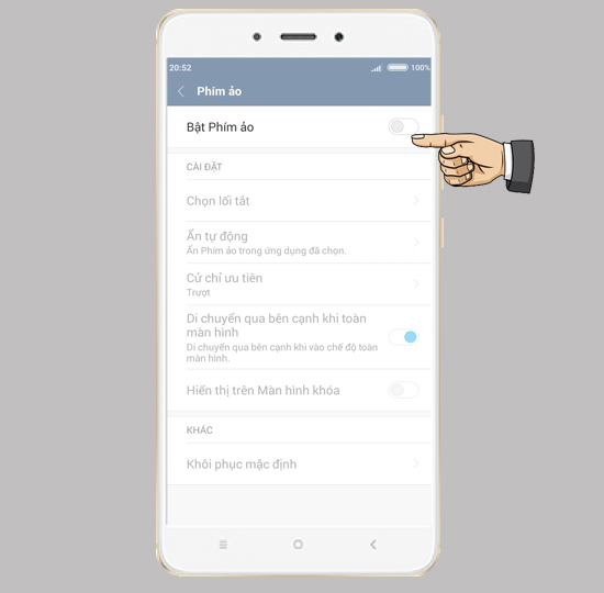 Chọn c&ocirc;ng tắc để bật