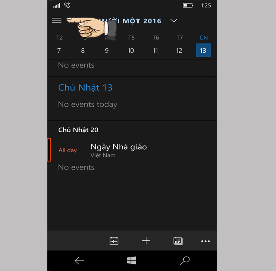 Chọn vào dấu 3 gạch phía trên góc bên trái