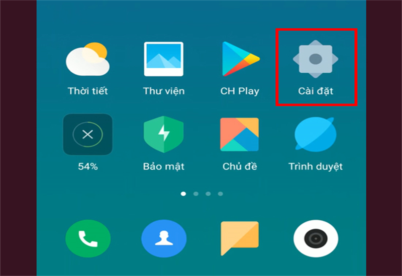 Bước 1: Vào Cài đặt.