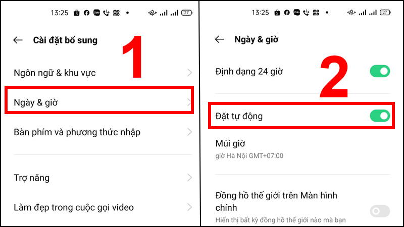 Chọn ngày và giờ tự động