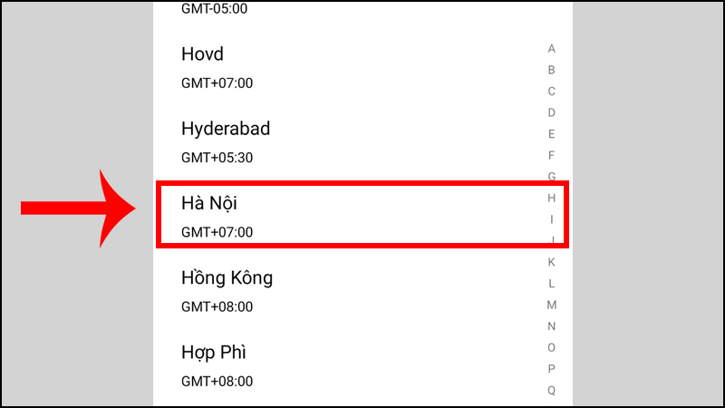 Chọn múi giờ Hà Nội