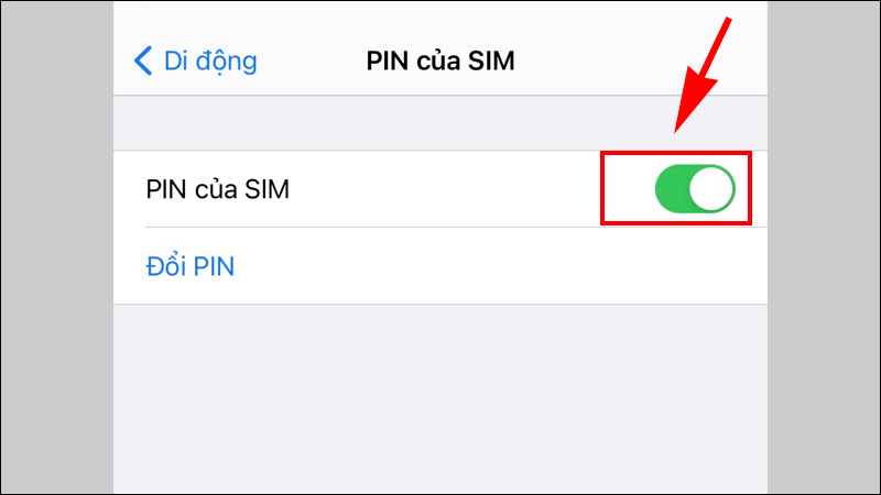 Gạt trái để tắt khóa SIM