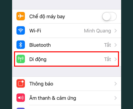 Bước 2: Chọn Di động.