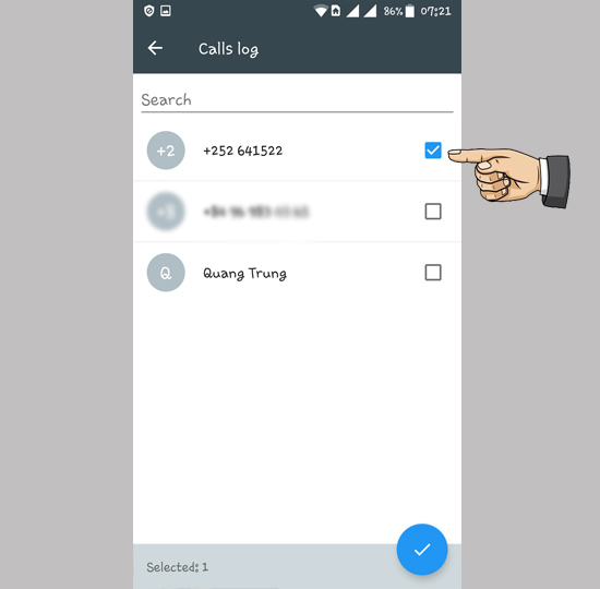 Chọn số muốn chặn