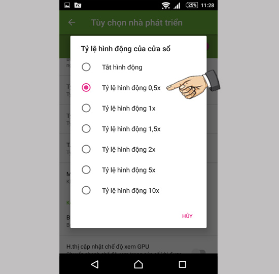 chọn tỉ lệ 0.5x