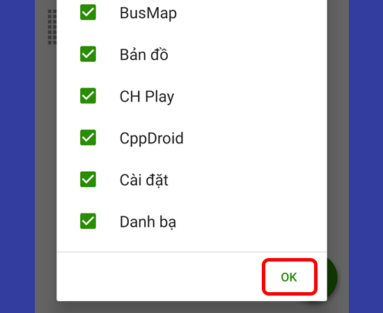 Chọn ứng dụng bạn mong muốn v&agrave; bấm OK để x&aacute;c nhận.